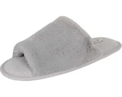 Jessica Simpson Women's Plush Faux Fur Fuzzy Slide On Open Toe Slipper With Memory Foam
